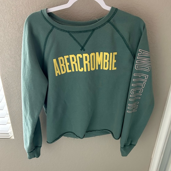 Abercrombie & Fitch Sage Green and yellow Crew Beck Pullover Sweatshirt - Picture 3 of 4